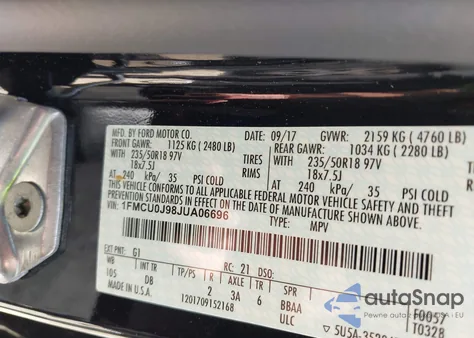 2018 Ford Escape Titanium из США, поврежденный, VIN 1FMCU0J98JUA06696